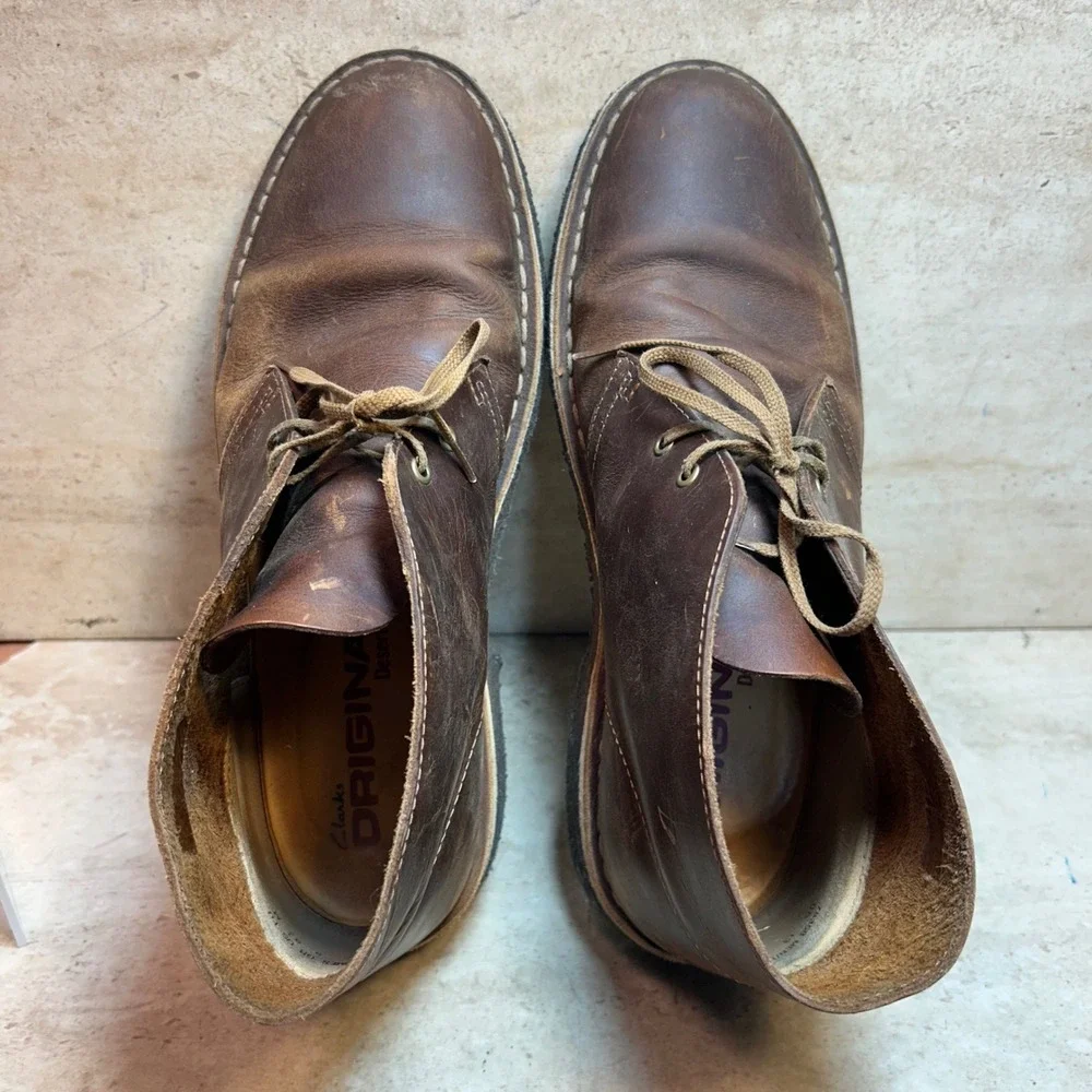 Clarks Originals Desert Boot Mens Brown Beeswax Leather Chukka Boots Crepe Sole